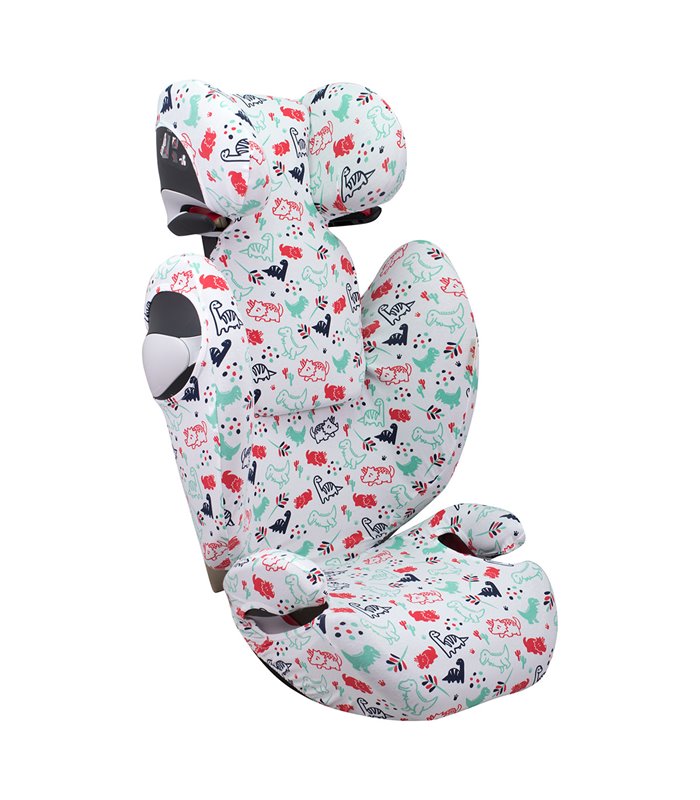 Funda para Cybex Solution M-S-Fix - Frontal desplegada Dino Party