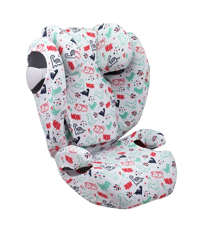 Funda para Cybex Solution M-S-Fix - Vista 3/4 desplegada Dino Party