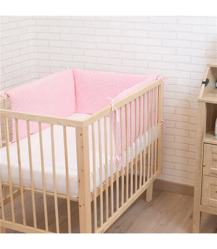 protector de cuna - Vista de uso con modelo Pink sparkles