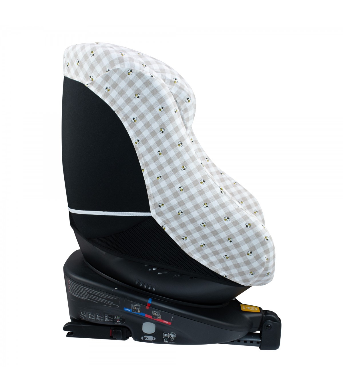 Joie Spin 360 and nuna rebl - side view picnic vichy