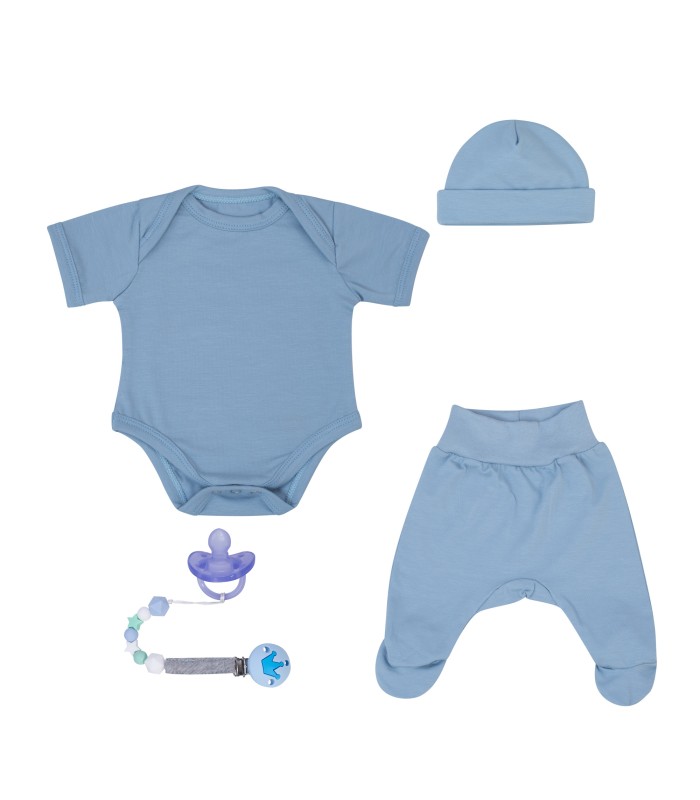 Conjunto de primeiro uso com Chupeta Azul Bebê - 1