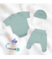 Pastel Green First Wear Set with Pacifier Holder - 2