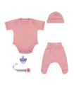 Conjunto de primeiro uso com porta-chupeta de quartzo rosa - 1