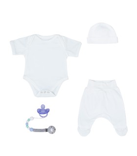 Set First Wear blanc ivoire avec attache tétine - 1
