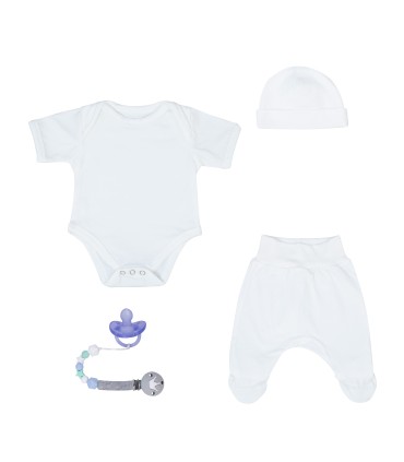 Conjunto de primeiro uso com porta chupeta branco marfim - 1