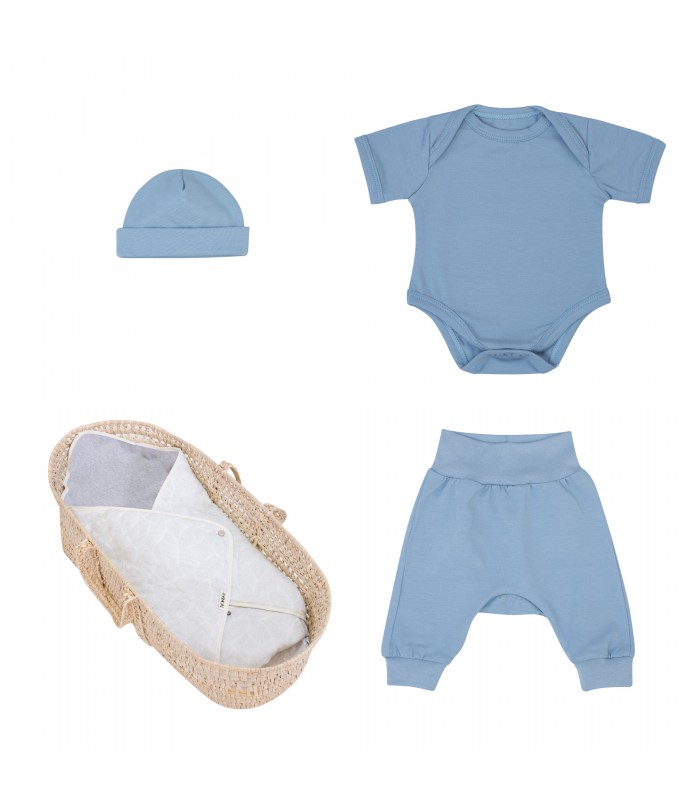 Conjunto de primeiro uso com Swaddling Azul Bebê - 1