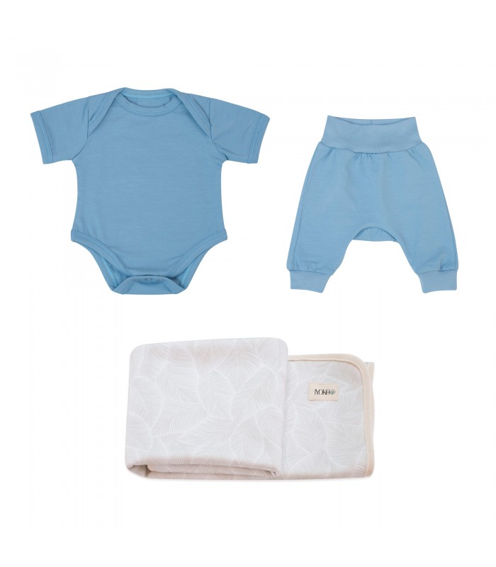 Erstes Set Baby Blue mit Neugeborenen-Bademantel - 1