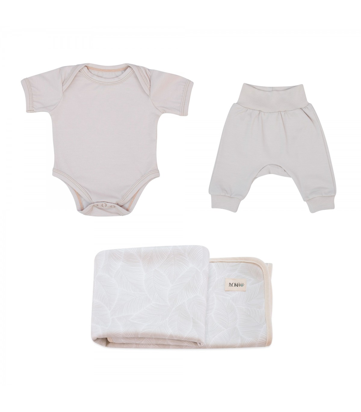 Conjunto primera puesta con capa de baño newborn Cream - 1