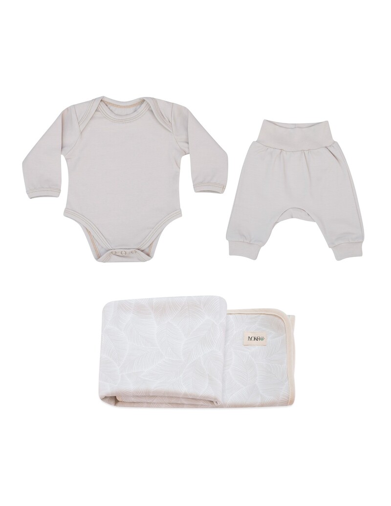 Ensemble premier port avec cape de bain crème nouveau-né - 6