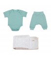 Conjunto primera puesta con capa de baño newborn Pastel Green - 1