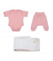 First wear set Rose Quartz with newborn bath cape - 1