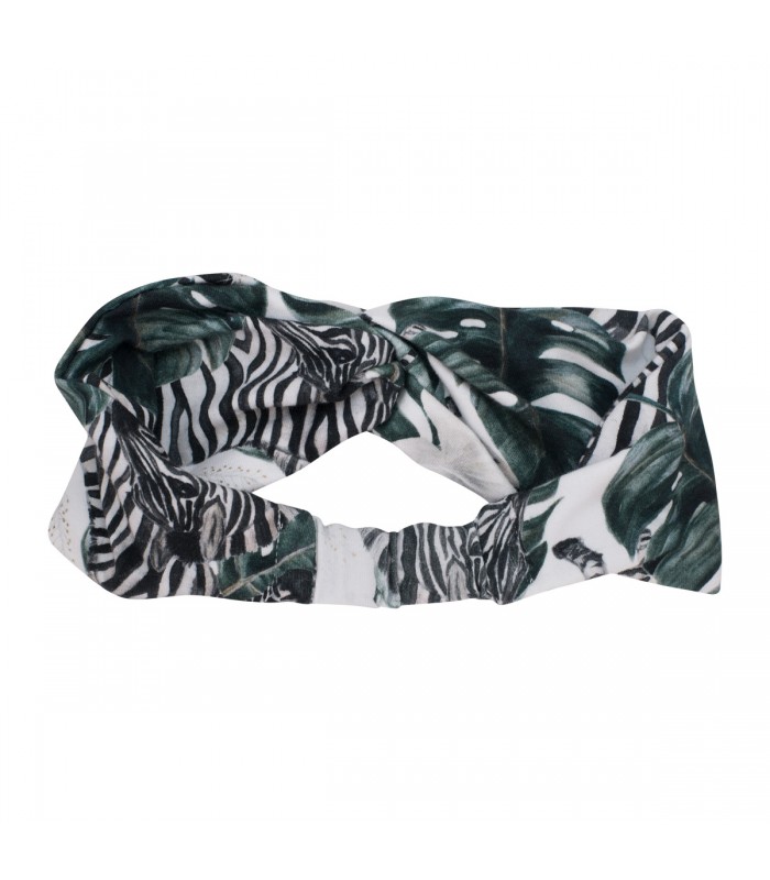 Faixa de cabeça com nó cruzado zebra - vista superior