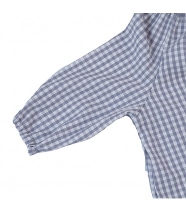 Robe de Berçário Vichy Prateado - Detalhe Manga