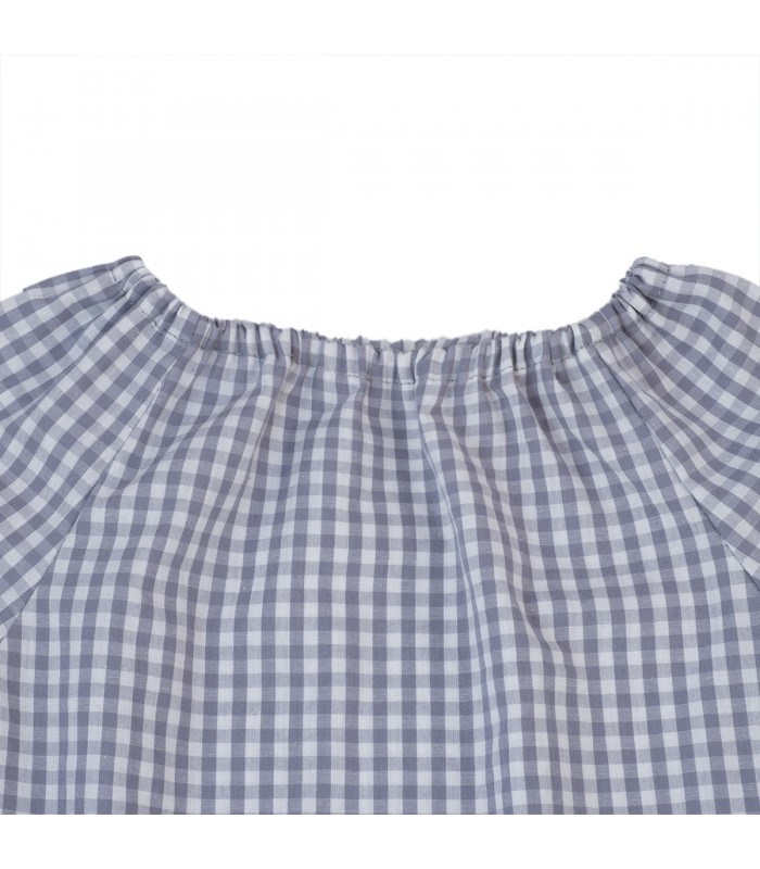 Robe de Berçário Vichy Prateado - Detalhe do Pescoço