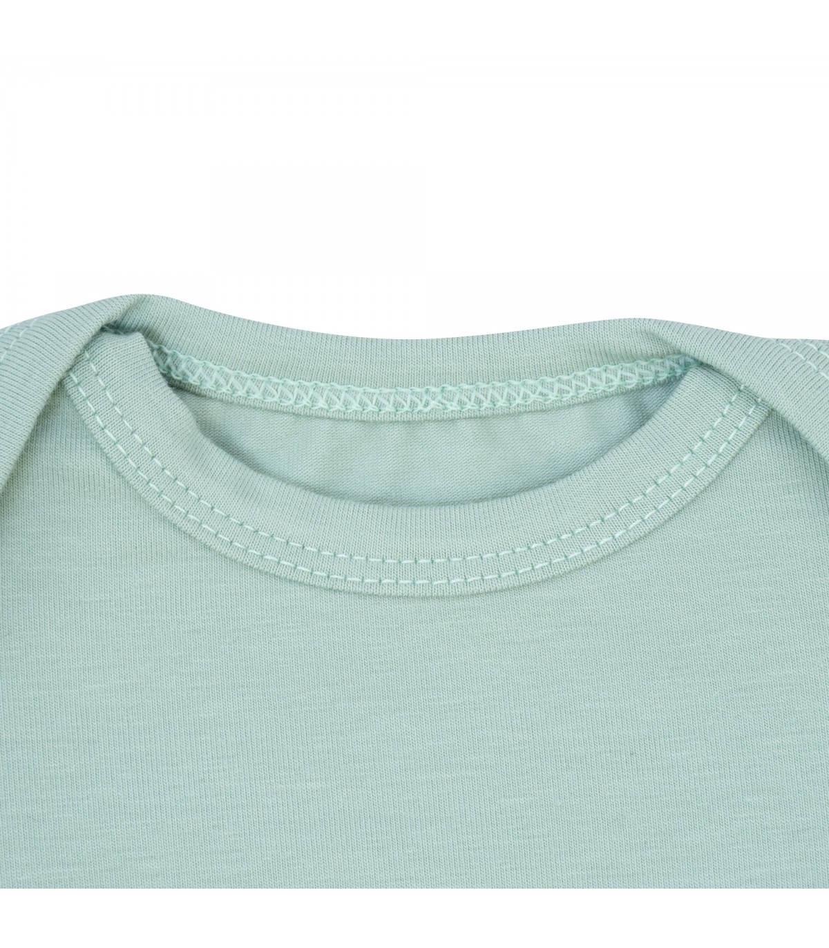 First Body for Baby Pastel Green Short Manga - NECK DETAIL