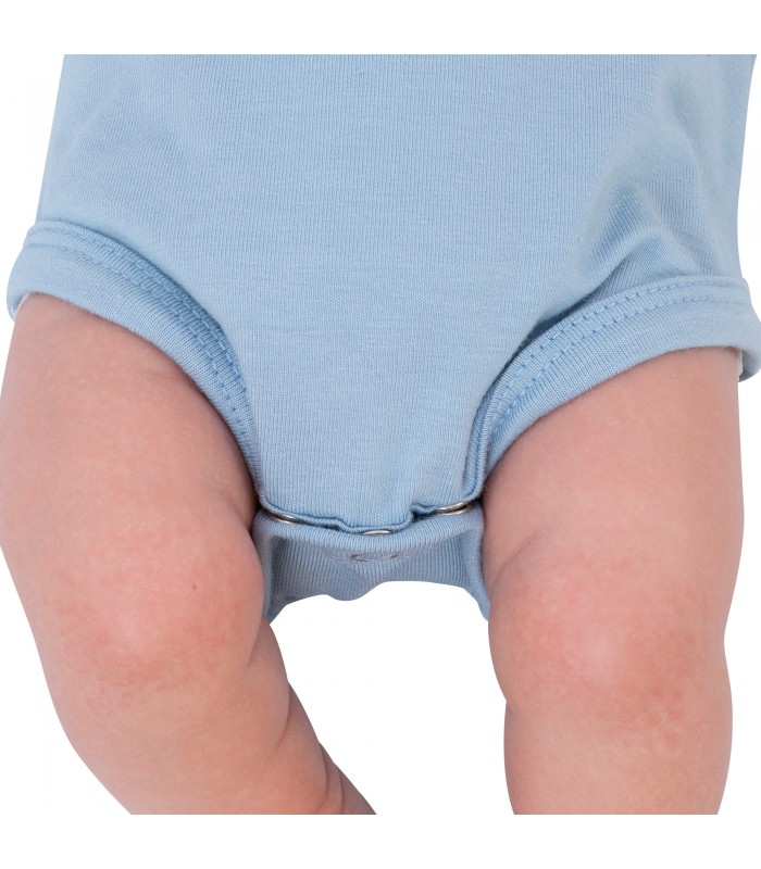 Prima posa corpo per baby Baby Blue Manica Corta - Dettaglio Gambe