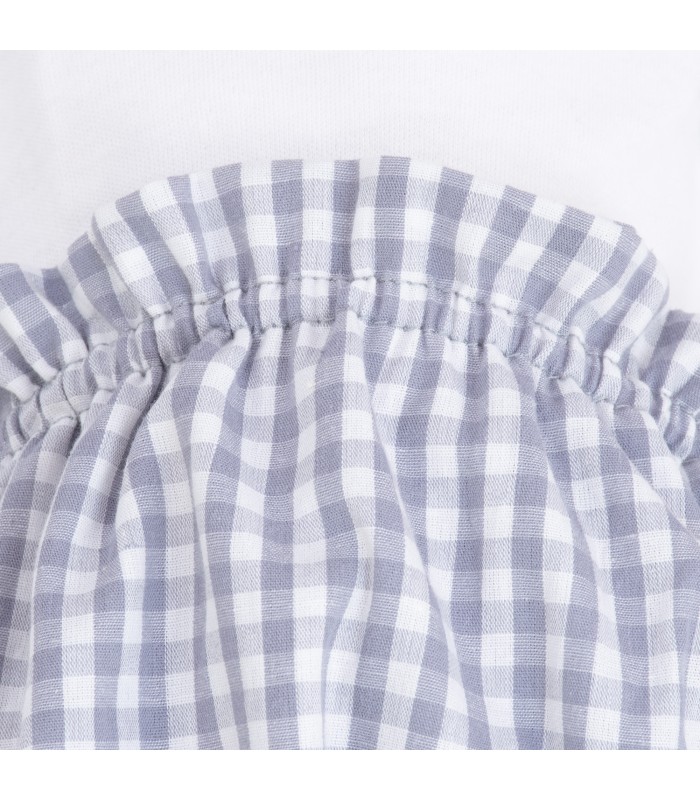 Culotte Vichy prateada - detalhe franzido