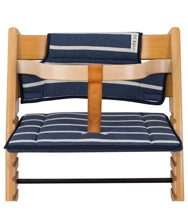 Stokke Tripp trapp - Vista frontal com retentor Sailor Stripes