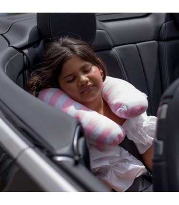 Almohada de viaje - Vista de uso con modelo Pink Island