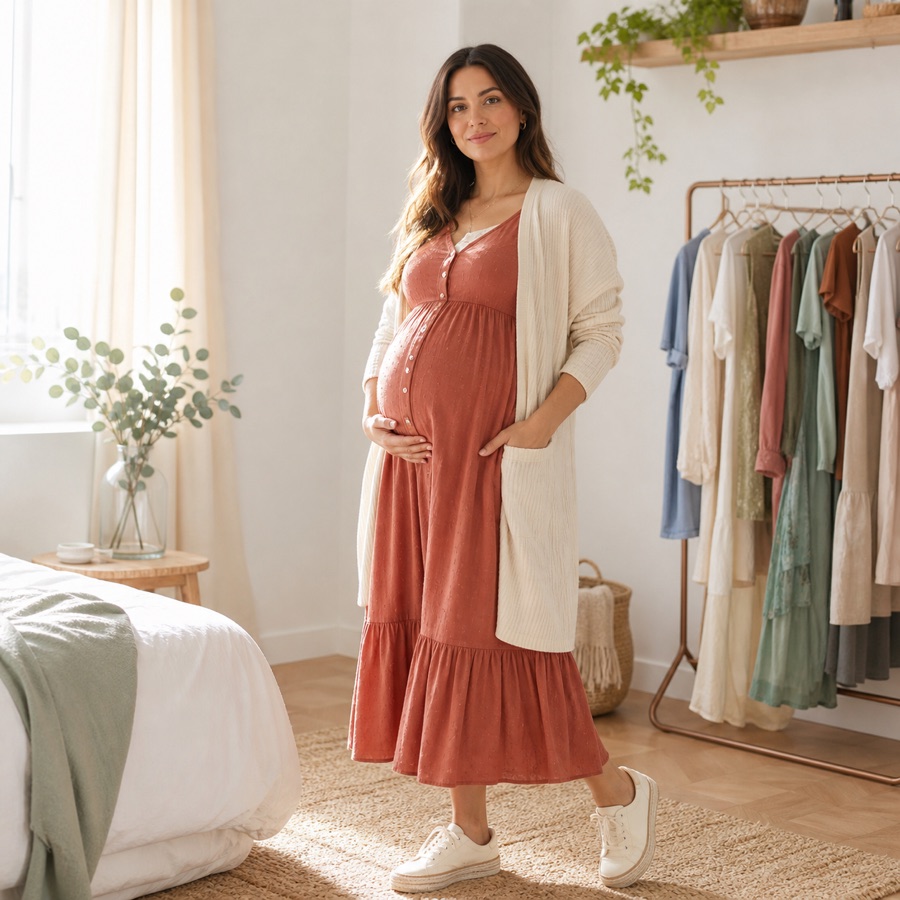 Roupa de grávida confortável e elegante